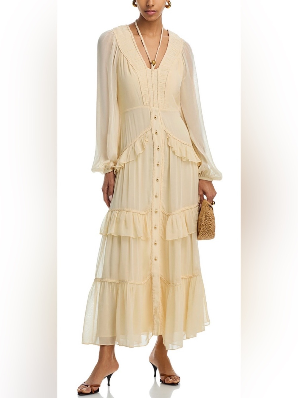 FARM Rio Ruffle Maxi Dress in Yellow - Picture 2 of 6